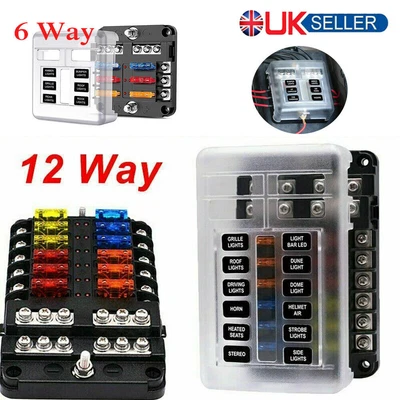 £10.49 • Buy 6/12 Way Blade Fuse Box Block FuseBox Holder Auto Marine Bus Bar Car Kit 12V 32V