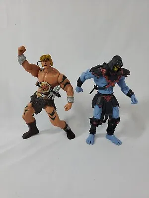 MASTERS OF THE UNIVERSE 2001 Lot Of 2 Figures Jungle Attack He-Man And Skeletor* • $24.28