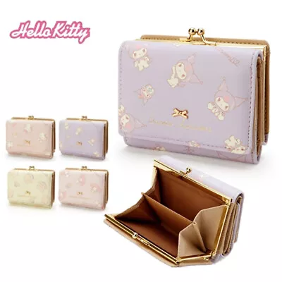 Hello Kitty Wallet PU Leather Casual 2 Fold Wallet Kuromi Cinnamoroll Coin Purse • $28.99