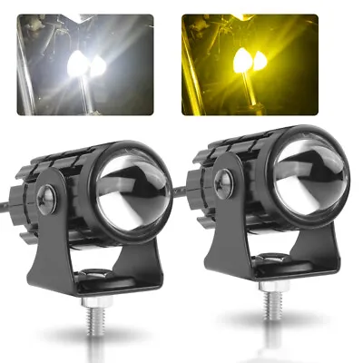 2X Mini LED Motorcycle Headlight Yellow White Hi/Lo Spot Light Driving Fog Lamp • $17.98