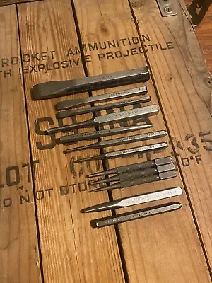 Vintage Craftsman Stanley Proto 12 Piece Punch And Chisel Set Nail Set USA • $17.50