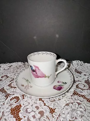 Vintage Haviland & Co. Limoges Floral Demitasse Tea Cup & Saucer Set Teacup Flaw • $14
