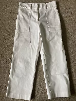 Ladies Marks And Spencer White Cotton Cropped Trousers • £2.99