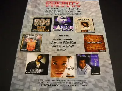 PRIORITY Records 2000 PROMO POSTER AD Ice Cube MACK 10 C-Murder 504 BOYZ Others • $9.95