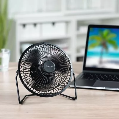 Hama Metal USB Powered Desk Or Table Fan 6  Desk Fan 360° Tilt 2 Speed Levels • £9.95