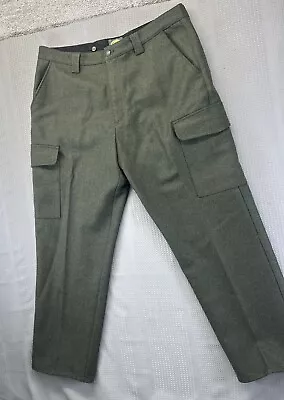 Cabelas Green Heavy Wool Cargo Hunting Pants - Size 42 X 32 Regular • $64.98