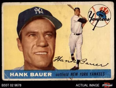 1955 Topps #166 Hank Bauer Yankees AUTHENTIC • $14