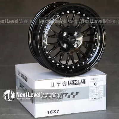 Circuit Performance Cp21 16x7 4x100 +25 Full Gloss Black Wheels (set Of 4) • $539.99