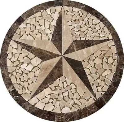 Floor Marble Medallion Mosaic Texas Star 36''x36'' • $449.99