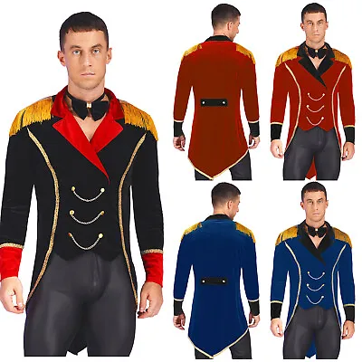 Mens Circus Ringmaster Swallow-Tailed Coat With Bow Tie Tailcoat Fancy Costume  • $7.15