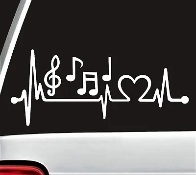 Music Notes Heartbeat Decal Sticker Marching Band Guitar Bass Treble Clef K1096 • $3.16