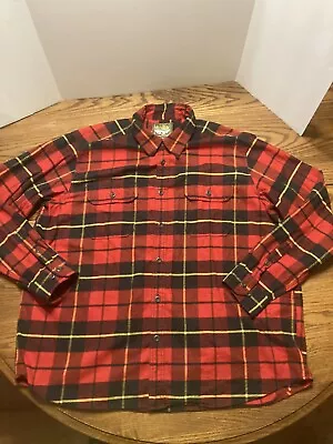 Eddie Bauer Sport Shop Vintage Flannel XXL Red/Black/Yellow Colors Used • $14