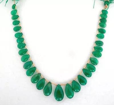 Natural Zambian Emerald Beads Tear Drops 31pcs 61carats 15mm Gemstone Necklace • $5249.25