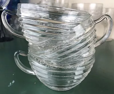 1938 Anchor Hocking Depression Glass Lot Of 3 Manhattan Art Deco Style Teacups • $10