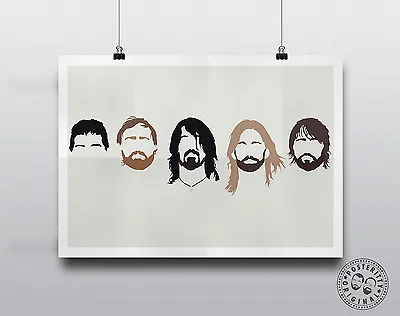 £4 • Buy FOO FIGHTERS - Minimalist Hair Poster Silhouette Music Heads Minimal Grohl Heads