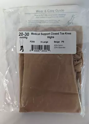 Ames Walker P200 Medical Support Closed Toe Knee High Socks 20-30 MmHg Beige XL • $10