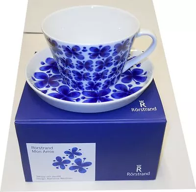 Iittala Mon Amie Blue Flower Huge Tea Cup + Saucer Vintage Design Westman Sweden • $49.90