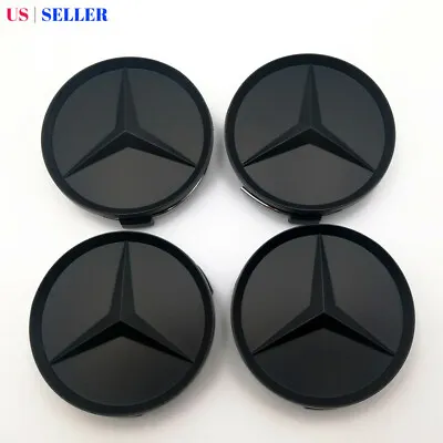 $18.88 • Buy (Set Of 4) Wheel Center Hub Caps Emblem Matte Black 75mm For Mercedes Benz AMG