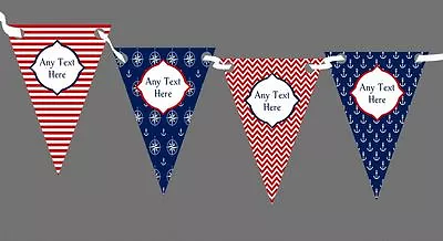 Blue Red Nautical Sailing Sea Personalised Carnival Fete Street Party Bunting • £8.49