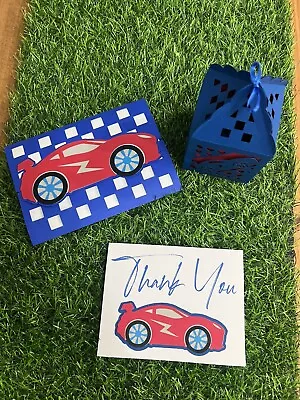 Race Car Birthday Invitations Thank You Notes Favor Boxes Set Of 15 Handmade • $20