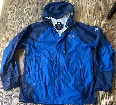 Mountain Hardwear Men's Rain Jacket W/Hood Dry Q Elite Size XL Blue • $35