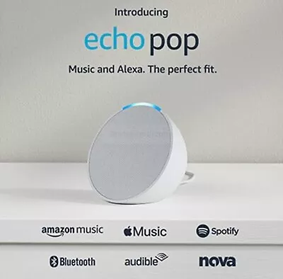 Amazon Echo Pop Glacier White Smart Speaker Compact Sound USE DISCOUNT CODE SALE • $52.33