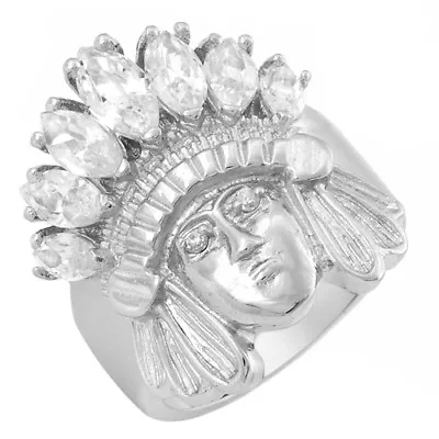£58.92 • Buy Native American Indian Woman Head Ring W/4.20ctw CZ In 925 Sterling Silver Sz 7