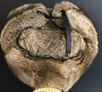 Real Rabbit Fur Hat Russia Trapper Earflap Ski Cap / Natural Brown Rabbit Fur • $26.99