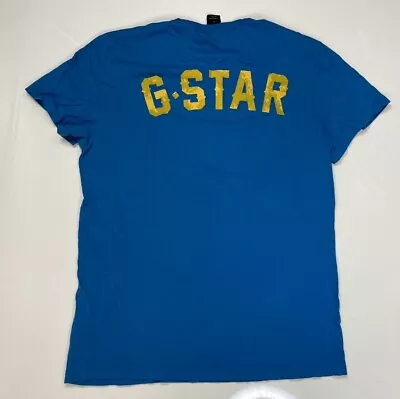 G-Star Raw 39 Graphic T-shirt Men Large Blue Logo Yellow Short Sleeve • $13.95