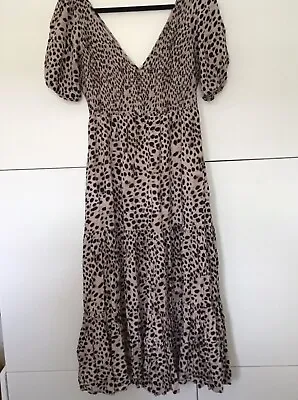 $32.99 • Buy Forever New - Amy - Leopard - Animal Print - Tiered Midi Dress -  Size 10