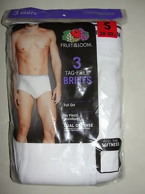 3 Pair Men's Fruit Of The Loom White Full Cut Briefs - Size S (28-30 )  • $12.99