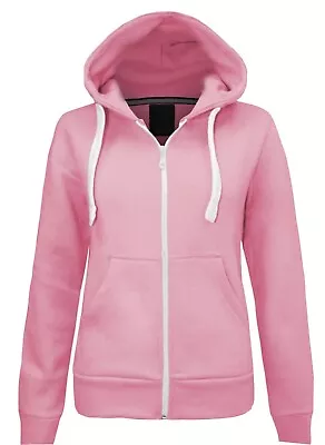 Ladies Women's Zip Up Plain Hoodie Jacket With Pockets Sizes S M L XL • £6.99