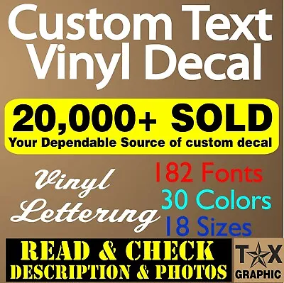$25.95 • Buy Custom Decal Vinyl Lettering Personalized  Business Sign Text Name Vehicle Car
