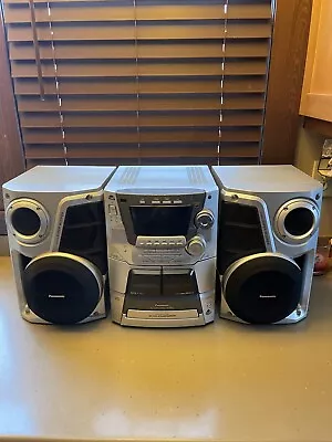 Panasonic SA-AK33 5 Disc Dual Cassette With 2 Speakers Silver CD STEREO SYSTEM  • $139.99