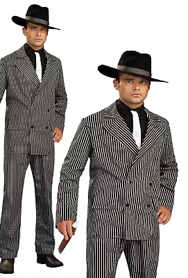 Gangster Suit Adult Pin Stripe Suit 1920s Gangsta Film Fancy Dress Mens • £33.99