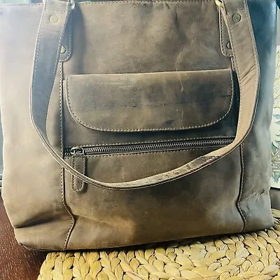 Large Vintage Leather Tote Bag- Brown • $35