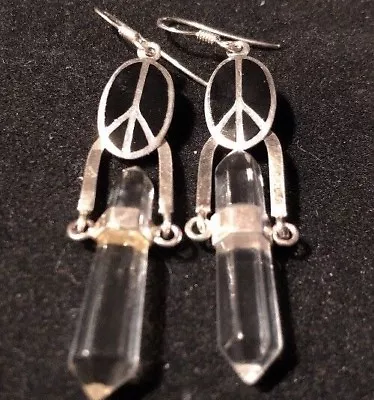 Crystal Point Energy Peace 925 Sterling Silver Dangle Earrings *sexy* • $59