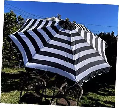  DECRO Black/White Scalloped Edge Replacement Edge Umbrella Canopy For 9ft 8  • $45.35