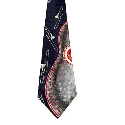 $10 • Buy Mens Tie A. Rogers Navy Blue Trombone Brass Instrument Band