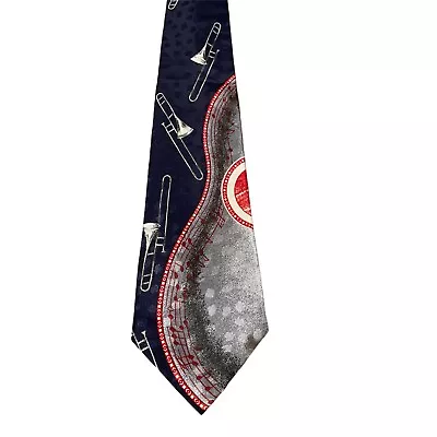 $10 • Buy Mens Tie A. Rogers Navy Blue Trombone Brass Instrument Band