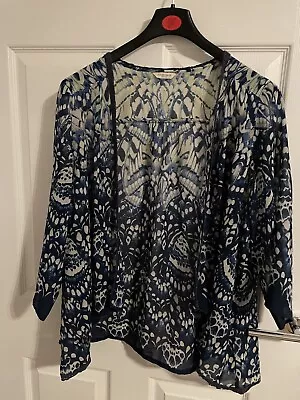 Indigo Collection (M&S) Blue Long Sleeve Kimono Style Jacket Size 16 • £5