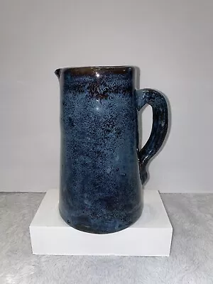 Vintage Studio Art Pottery Monk Made Blue Pitcher 8.25  Monastery Conyers GA • $44.95