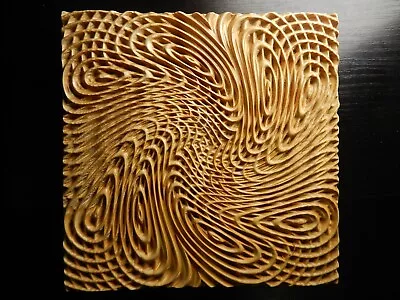 Wood Carved Picture Wall Decoration Plaque. Abstract.Waves #4. Perfect Gift • $34.90