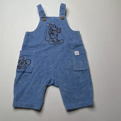 Boys Size 000 Disney Mickey Mouse Velour Ribbed Overalls EUC • $10.95