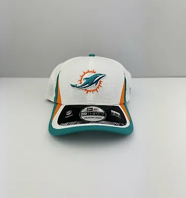 NEW Miami Dolphins NFL Mesh New Era 39Thirty Stretch Fit Cap Training Hat M/L • $29.99