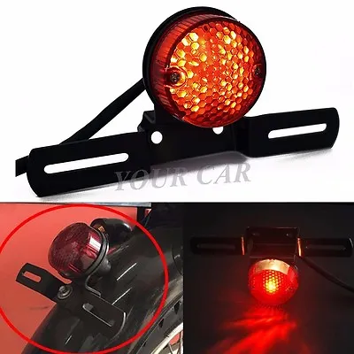 Round Red LED Motorcycle Brake Tail Running License Plate Light BOBBER CHOPPER • $13.11