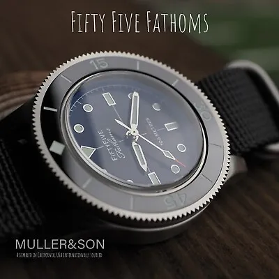 Müller&Son Watch Mod  AL  Fifty Five Fathoms NH35 Sapphire Crystal + Nylon Strap • $567.89