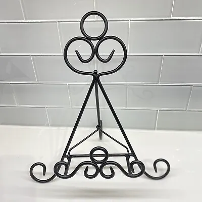 Matte Black Metal Display Easel Stand Scroll Design Sturdy And Foldable Tabletop • $18.39