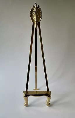 Large Vintage Brass Easel Display Stand Books Art Pictures Ornate Top 19” • $30