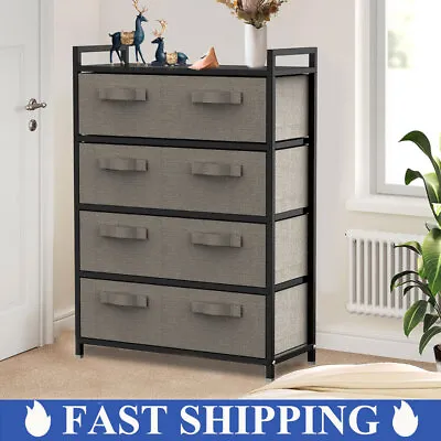 Fabric Chest Of Drawers 4-Drawer Dresser 4-tiers Storage Organizer Unit Bedroom  • £52.90